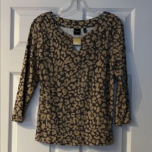 Rafaella Black and Tan Patterned Blouse